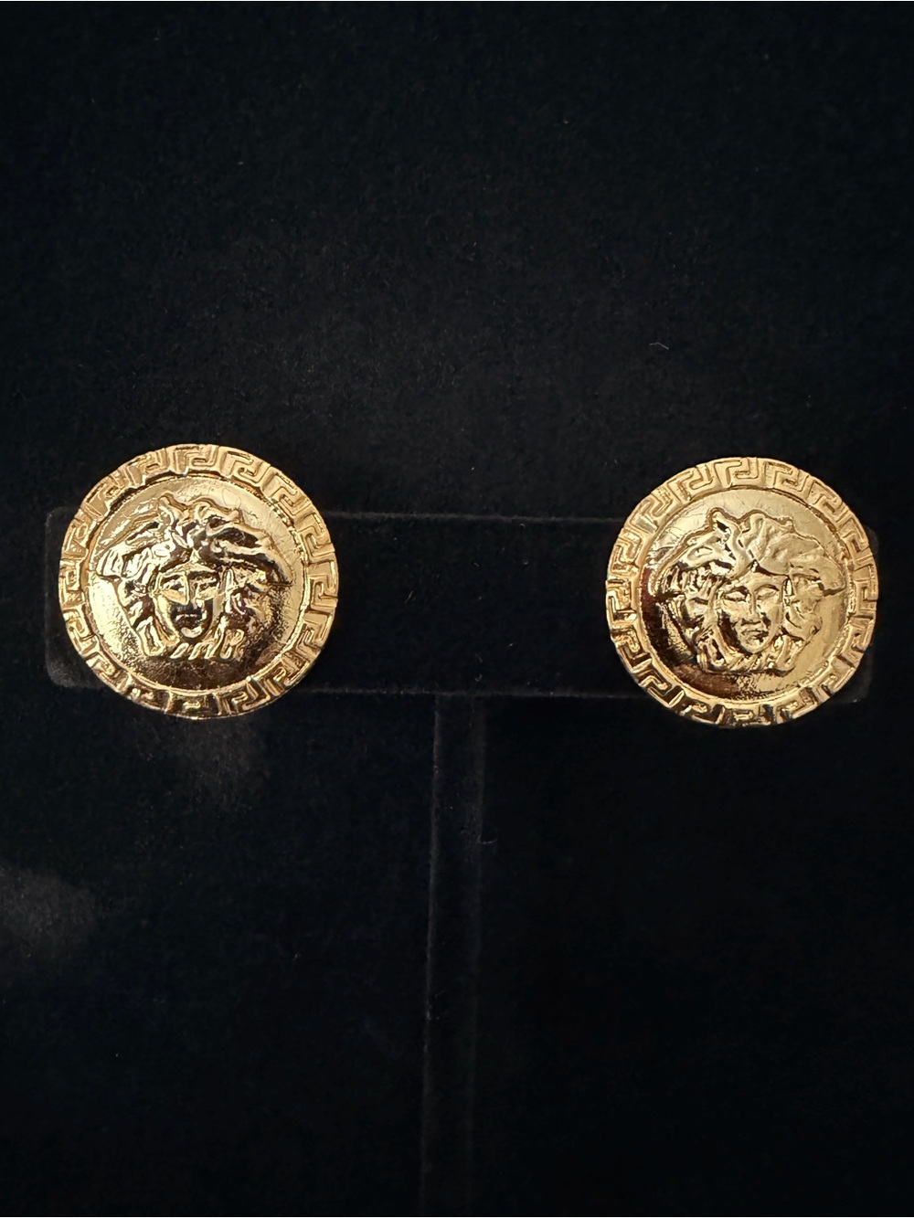Auth Versace Medusa Coin Round Clip-on Earrings